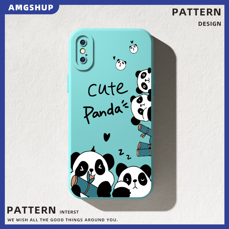 New Design Cartoon Panda Lovely Logo Cute Camera Lens Protection Phone Case  Cover Casing For iPhone X Aesthetic Cantik Anime With Camera Cover Pattern  Anti Shock Full Protection Mobile Phone Back Cover